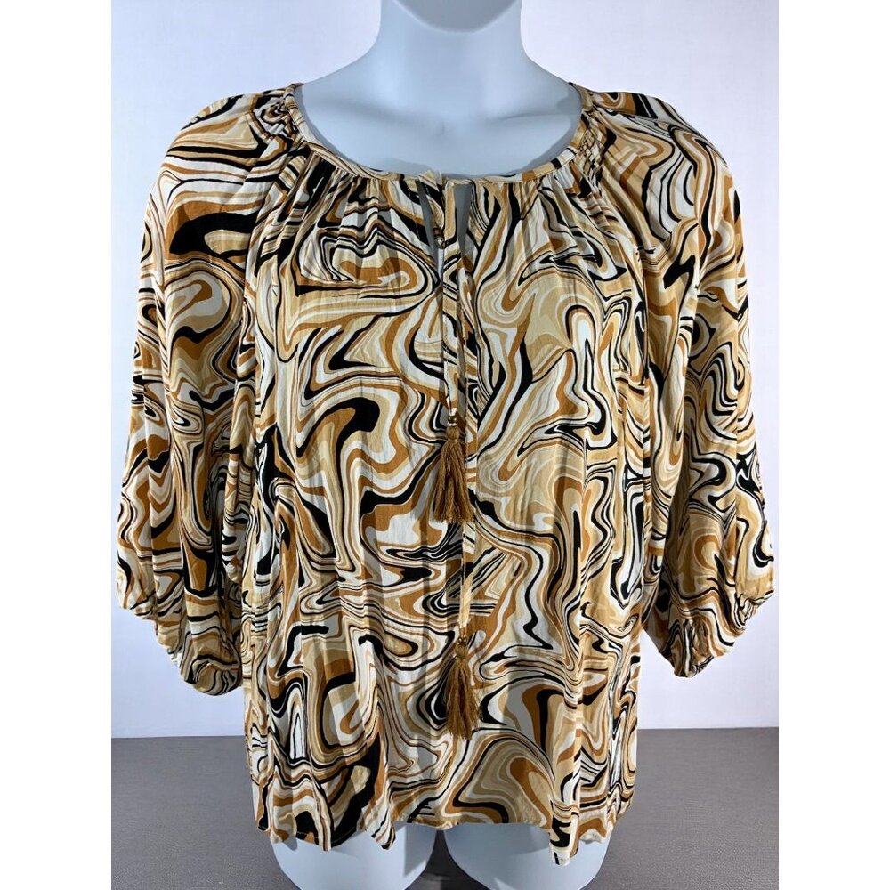 Ruby Rd 1x Abstract Swirl Print Blouse Keyhole Ta… - image 8